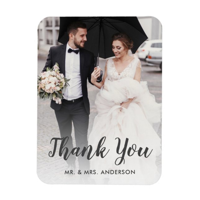Íman Roteiro de Foto de Casamento Personalizado Obrigad (Vertical)