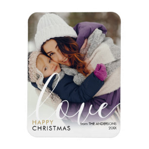 Íman Roteiro de foto de Natal feliz moderno Amor Chic