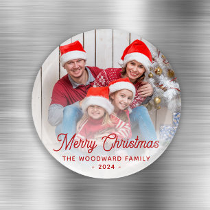 Íman Roteiro Vermelho de Foto da Família Feliz Natal