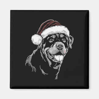 Íman Rottweiler Cachorro Chapéu de Papai Noel Natal Xma