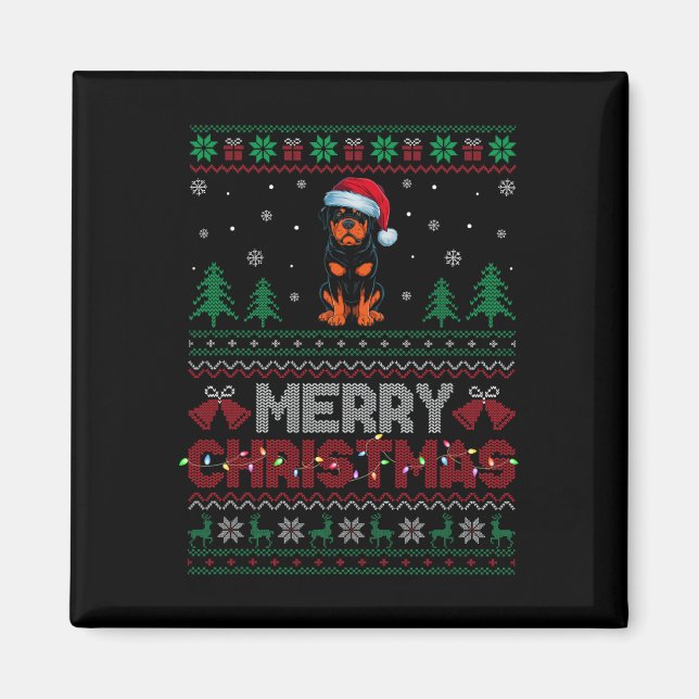 Íman Rottweiler Cachorro Passa Noel Hor Árvore de Natal (Frente)