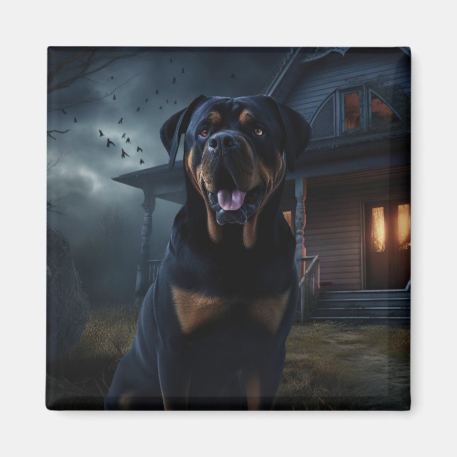 Íman Rottweiler de Halloween Assustador (Frente)