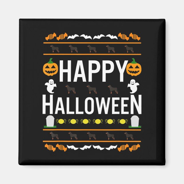 Íman Rottweiler Halloween Preguiçoso Cachorrinho (Frente)