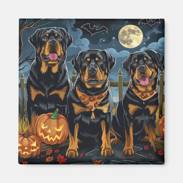 Íman Rottweiler Halloween Spooky (Frente)
