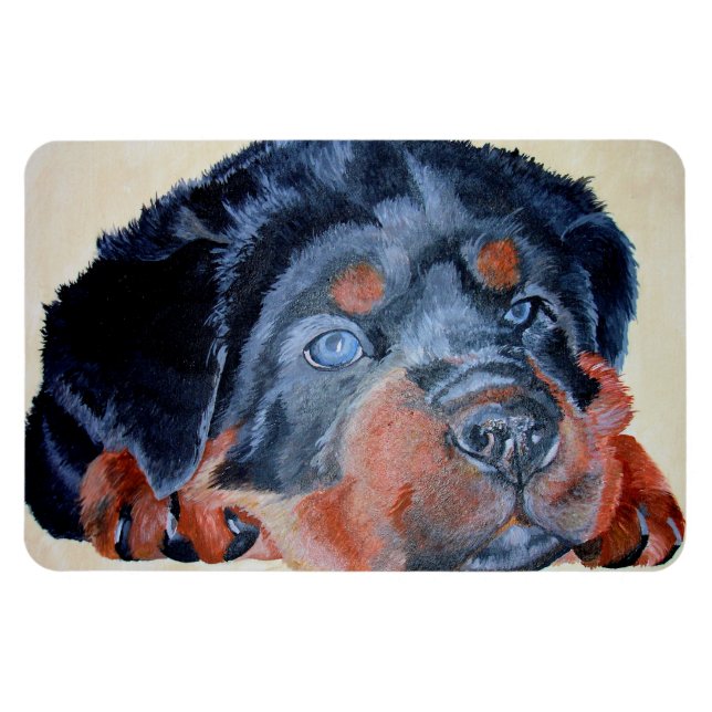 Íman Rottweiler Puppy Retrato Artístico Pet (Horizontal)