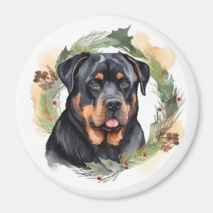 Íman Rottweiler Rua de Natal Festivo