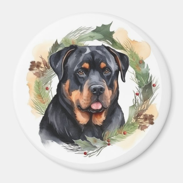 Íman Rottweiler Rua de Natal Festivo (Frente)