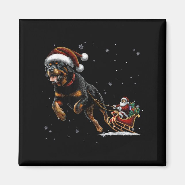 Íman Rottweiler Santa Christmas Tree Lights Ugly Pajama (Frente)