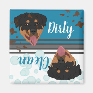 Íman Rottweiler Sujo/Lava-louça limpa