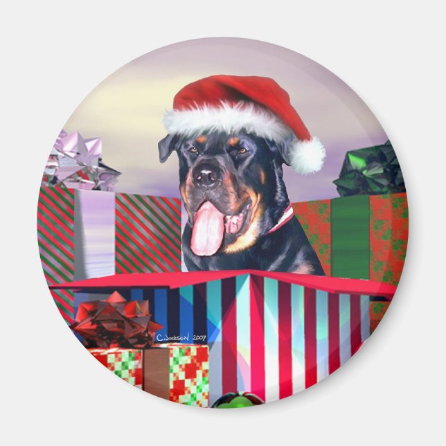 Íman Rottweiler Surpresa de Natal (Frente)