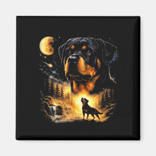 Íman Rottweiler uivando para a lua vintage 90s engraçad