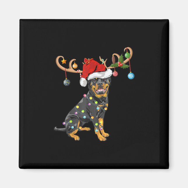 Íman Rottweiler Xmas Gift Santas Reindeer Rottweiler (Frente)