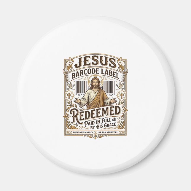 Íman Rótulo de Código de Barras de Jesus Resgatado Rótu (Frente)