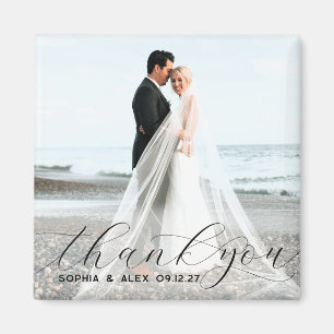 Íman Rótulo de Foto de Casamento Obrigado com Letra Ele