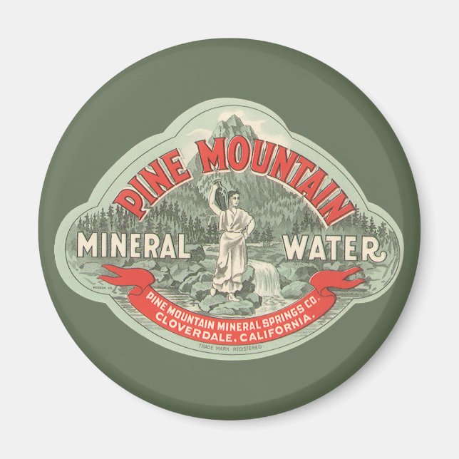 Íman Rótulo de Produto Antigo, Água Mineral Pine Mounta (Frente)