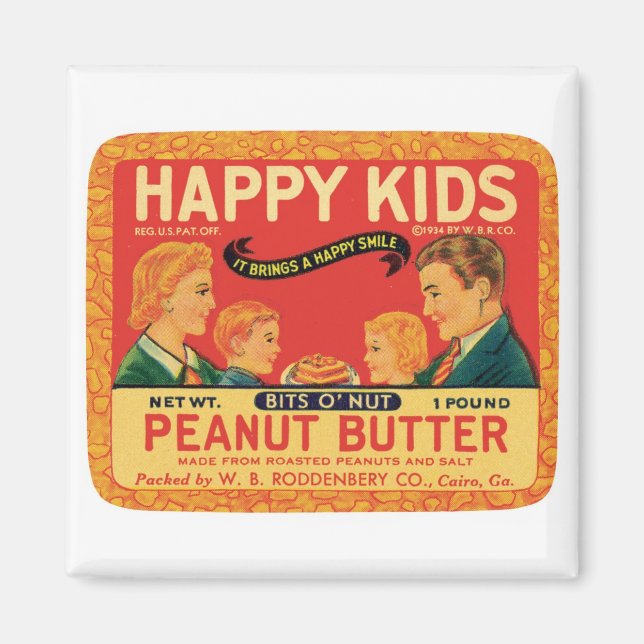 Íman Rótulo de produto Comida de manteiga de amendoim d (Frente)