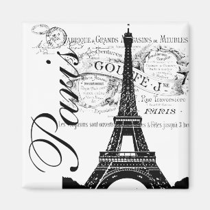 Íman Rótulo Vintage Paris & Torre Eiffel