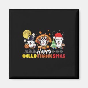 Íman Rouco Cachorro Lover Feliz Hallothanksmas Feliz Ha