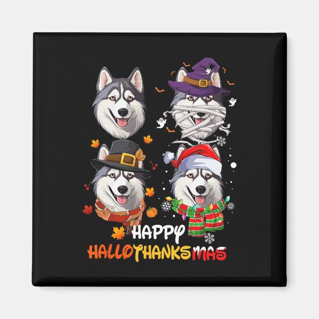 Íman Rouco Cão Hallothanksmas Halloween Dia de Ação de  (Frente)