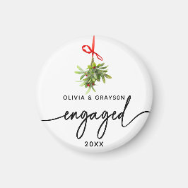 Íman Round Mistletoe Engaged Magnet Keepsake