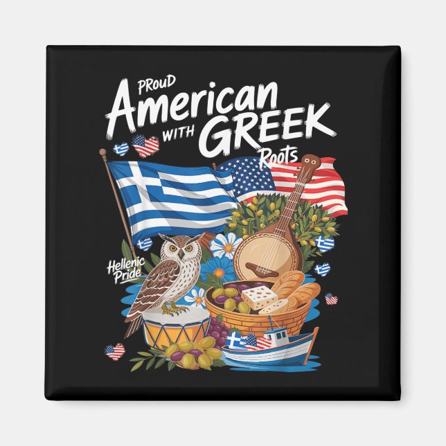 Íman Roupa Com A Bandeira Grega Americana Para Mulheres (Frente)