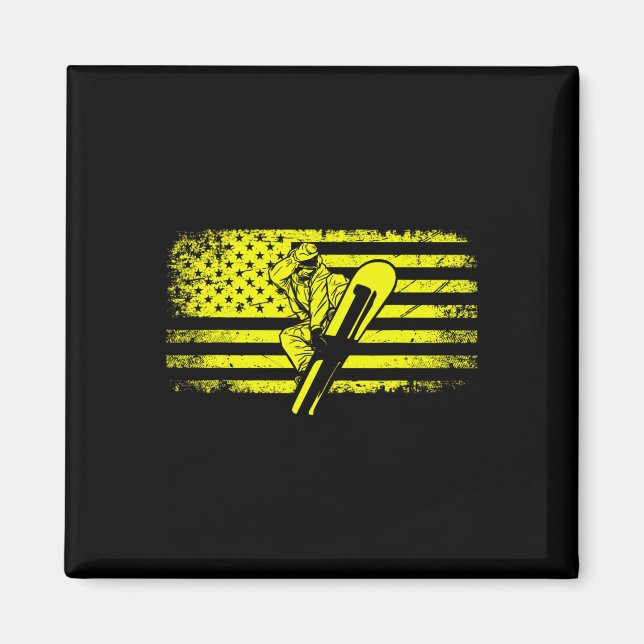 Íman Roupa de Snowboard da Bandeira Americana - Snowboa (Frente)