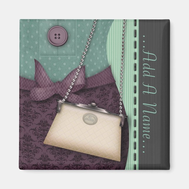 Íman Roupa e bolsa retrô de Boutique em Cubo (Frente)