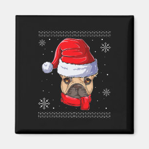Íman Roupas de Bulldog Francês com Papai Noel