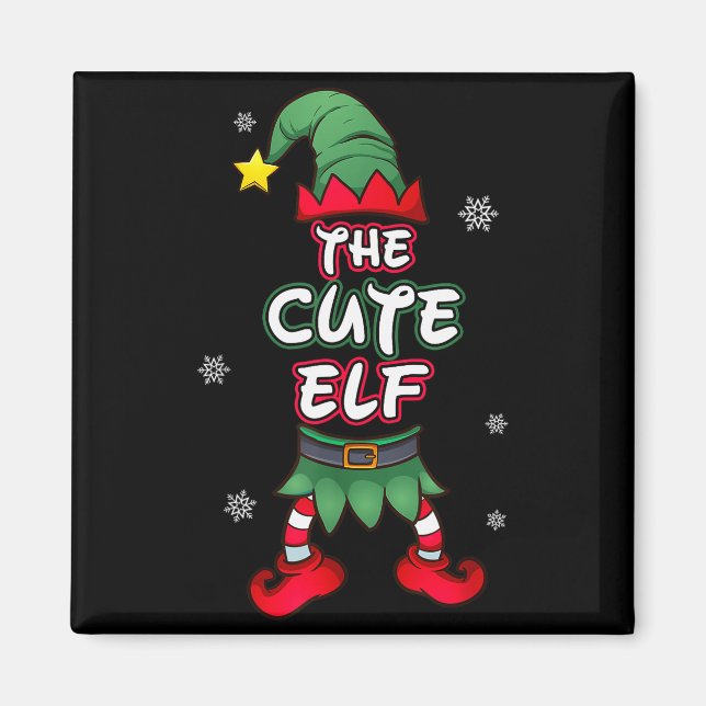 Íman Roupas de Natal de Elfo Fofo Família Combinando Pi (Frente)