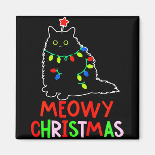 Íman Roupas de Natal Meowy Luzes de Natal Gato Preto Pi