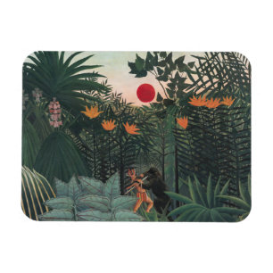 Íman Rousseau - Paisagem Tropical, Índio e Gorila