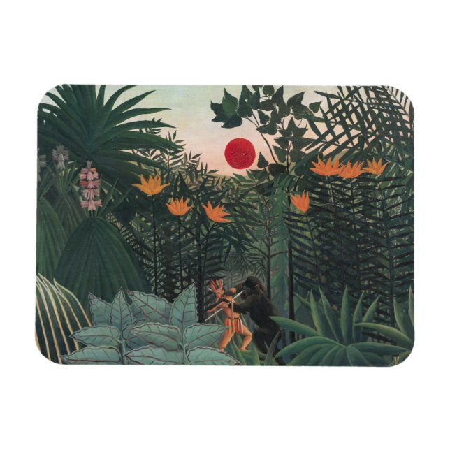 Íman Rousseau - Paisagem Tropical, Índio e Gorila (Horizontal)