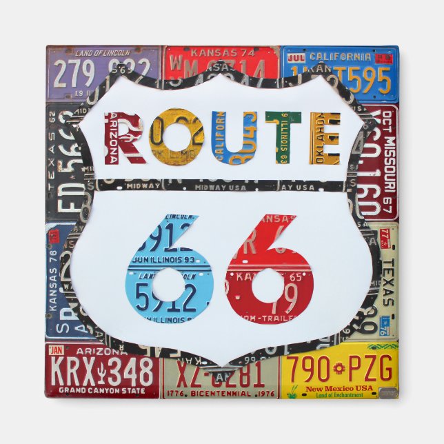 Íman Route 66 License Plate Art de Design Turnpike (Frente)