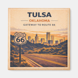 Íman Route 66 Tulsa Oklahoma Heritage City Skyline 