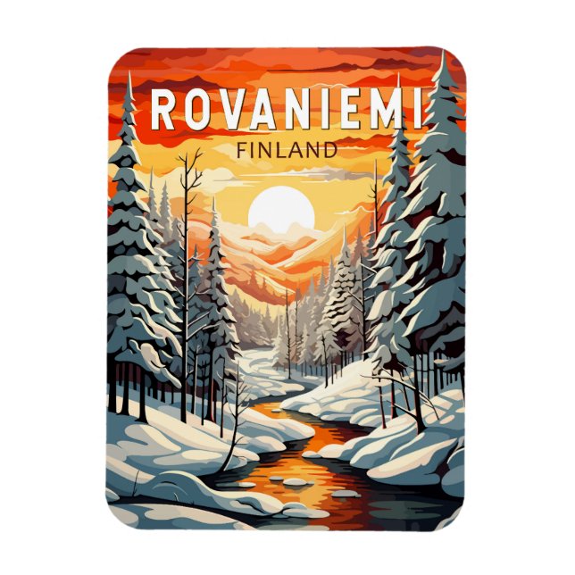 Íman Rovaniemi Finlândia Viagem Art Vintage (Vertical)