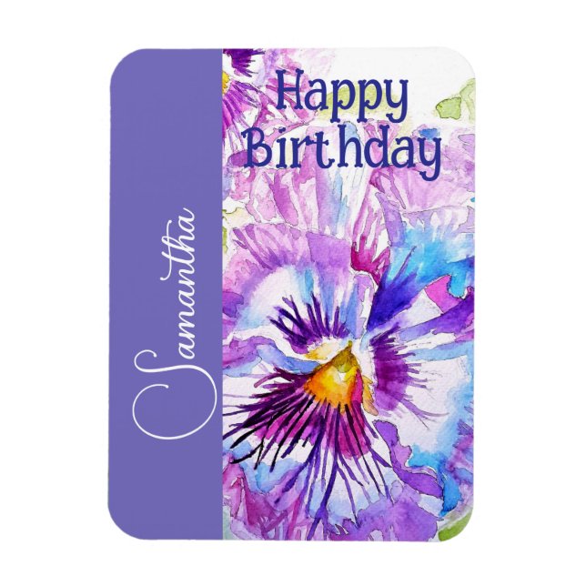 Íman Roxa Violeta Menina Flor Nome Água Natal (Vertical)