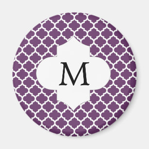 Íman Roxo e branco personalizados de Quatrefoil do
