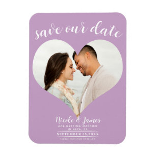 Íman Roxo Lilás Foto de Casamento Salve a Data