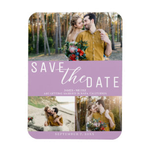 Íman Roxo Lilás Fotos de Save the Date de Casamento 3