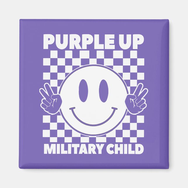 Íman Roxo Para Crianças Militares Mês Militar (Frente)