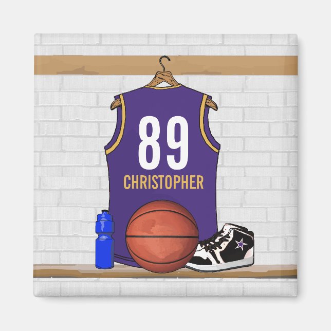 Íman Roxo Personalizado e Basquete Dourado (Frente)