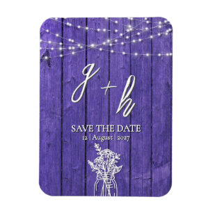 Íman Roxo Rústico Lâmpadas De Madeira Boho Mason Jar