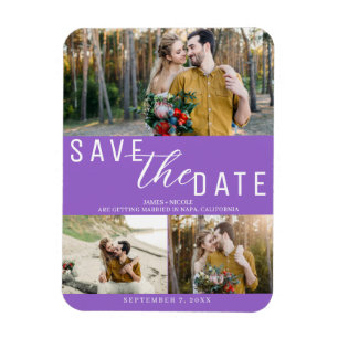 Íman Roxo Save the Date Casamento 3 Fotos