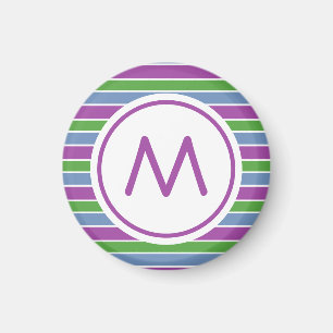 Íman Roxo Verde Azul Listrado Monograma
