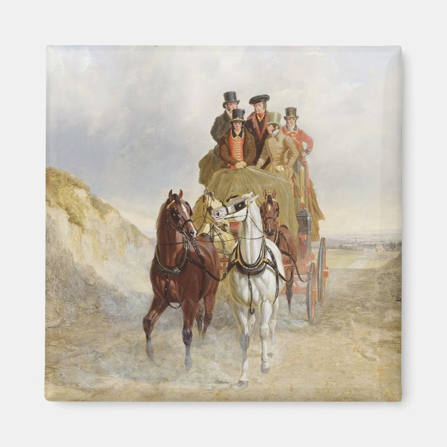 Íman Royal Mail Coach on the Road, 1841 (óleo em pan (Frente)