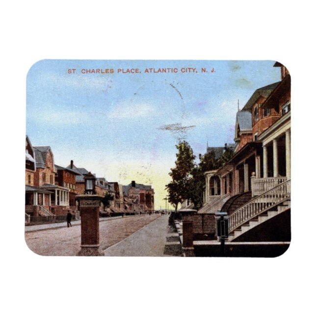 Íman Rua Charles Pl., Atlantic City 1909 Vintage (Horizontal)