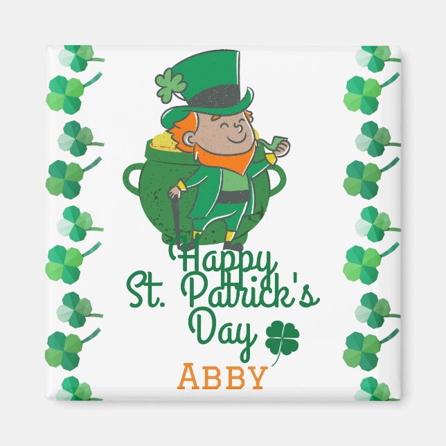 Íman Rua de Shamrock verde irlandês. Dia de Patrick (Frente)