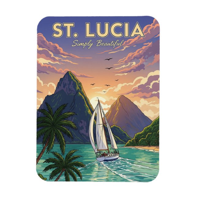 Íman Rua de vela na viagem. Lucia Caribe (Vertical)