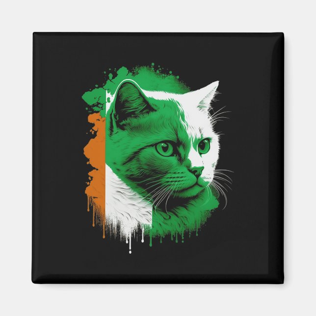 Íman Rua. Dia de Patrick Cat Irish Flag Men Women (Frente)