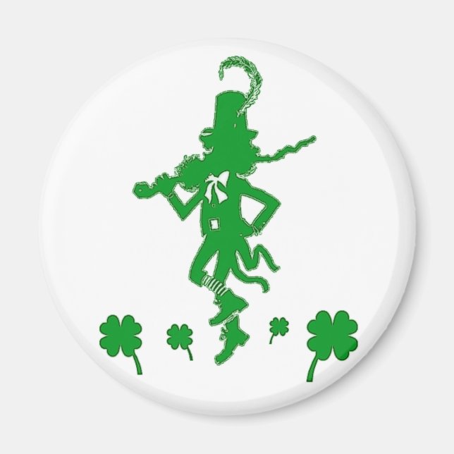 Íman Rua, dia de Patrick Leprechaun Shamrock Magnet (Frente)